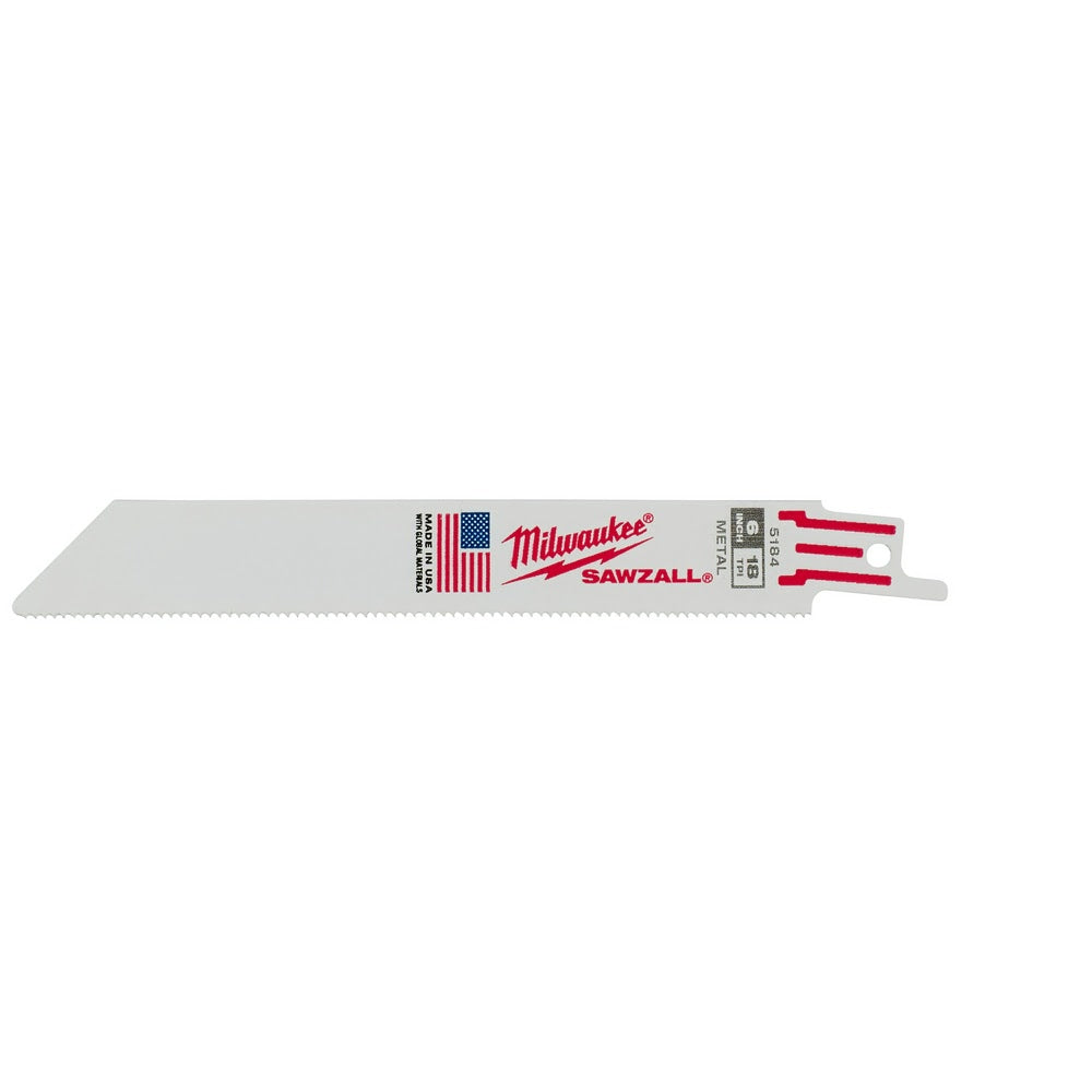 Milwaukee 48-00-5184 6" x 18TPI Bi-Metal Super Sawzall Blade - 2