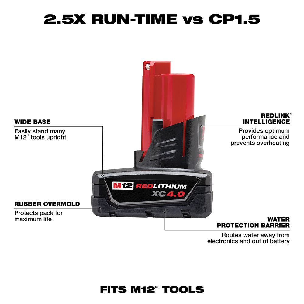 Milwaukee 48-11-2440 M12 REDLITHIUM XC 4.0 Extended Capacity Battery Pack - 2