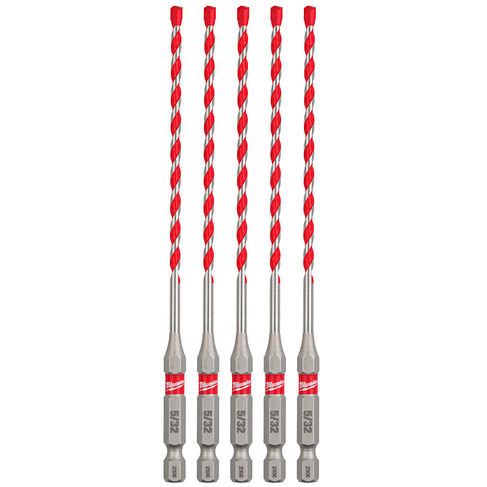 Milwaukee 48-20-9155 5/32" SHOCKWAVE™ Carbide Hammer Drill Bit 5PK - 2