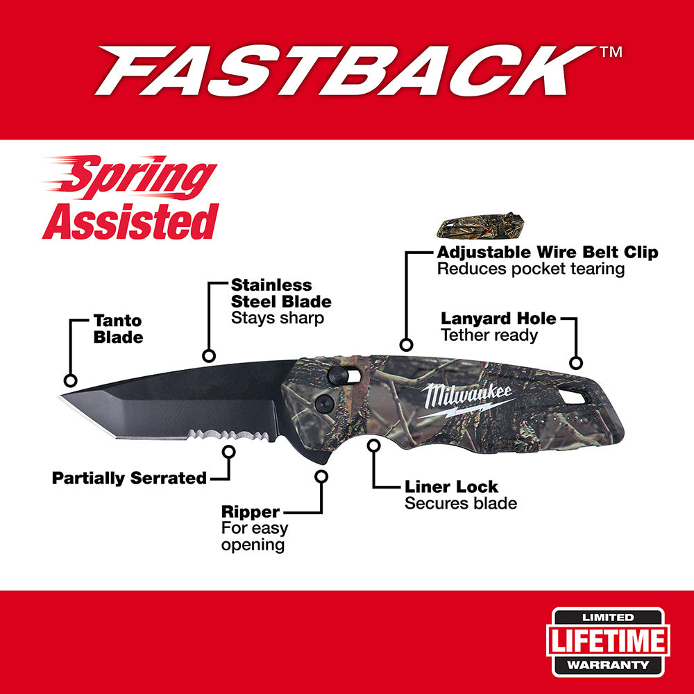 Milwaukee 48-22-1535 FASTBACK Camo Spring Assisted Folding Knife - 2