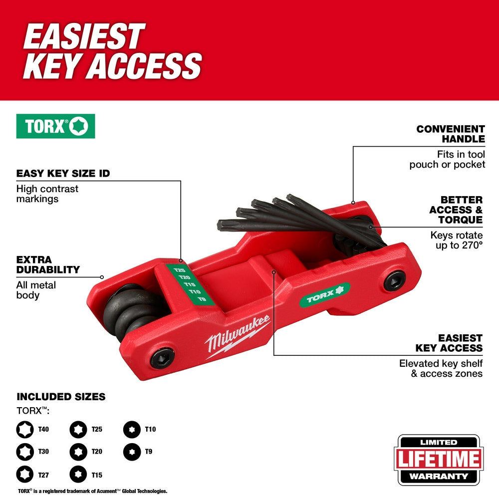 Milwaukee 48-22-2184 8-Key Folding Hex Key Set - Torx - 2