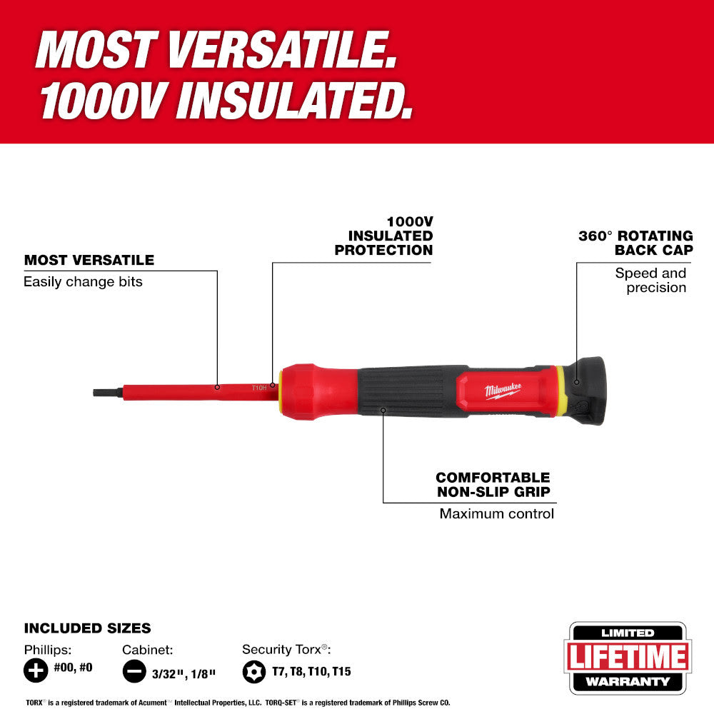 Milwaukee 48-22-2217 8-in-1 1000V Insulated Precision Multi-Bit Screwdriver Set