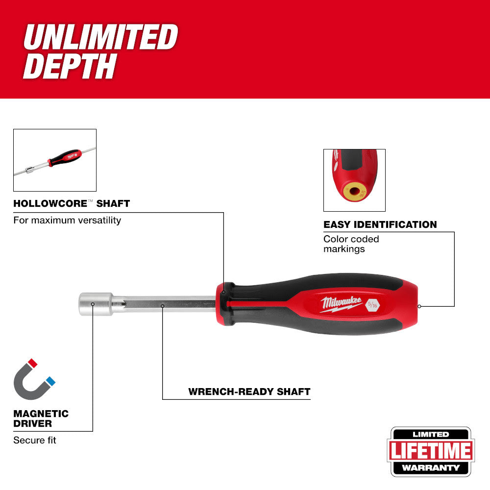 Milwaukee 48-22-2547 7pc SAE HollowCore Magnetic Nut Driver Set