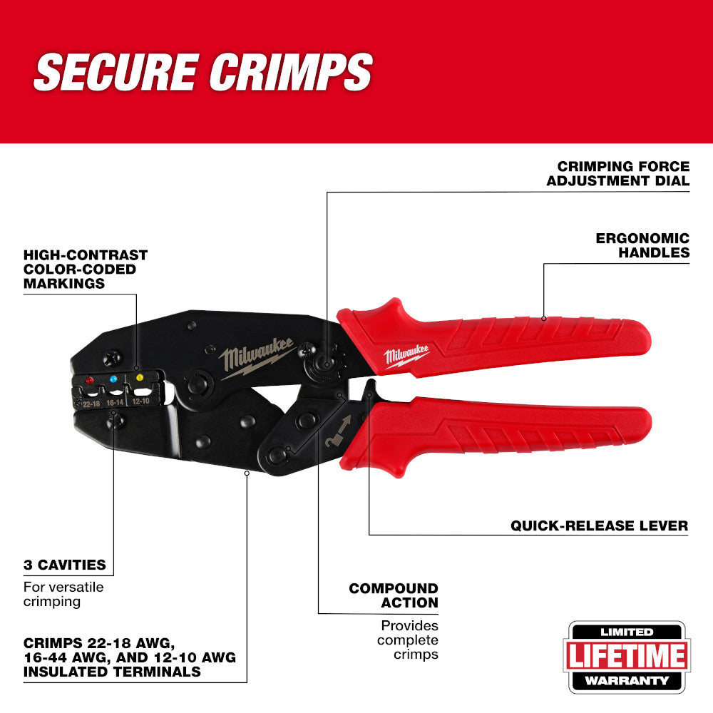 Milwaukee 48-22-3084 Ratcheting Insulated Terminals Crimper