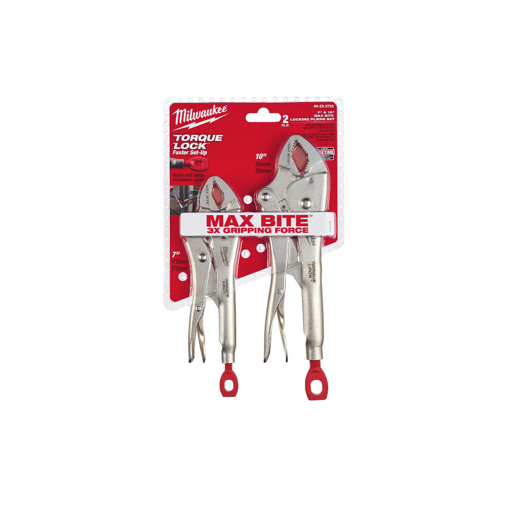 Milwaukee 48-22-3702 2 PC 7" & 10" MAXBITE TORQUE LOCK LOCKING PLIERS SET