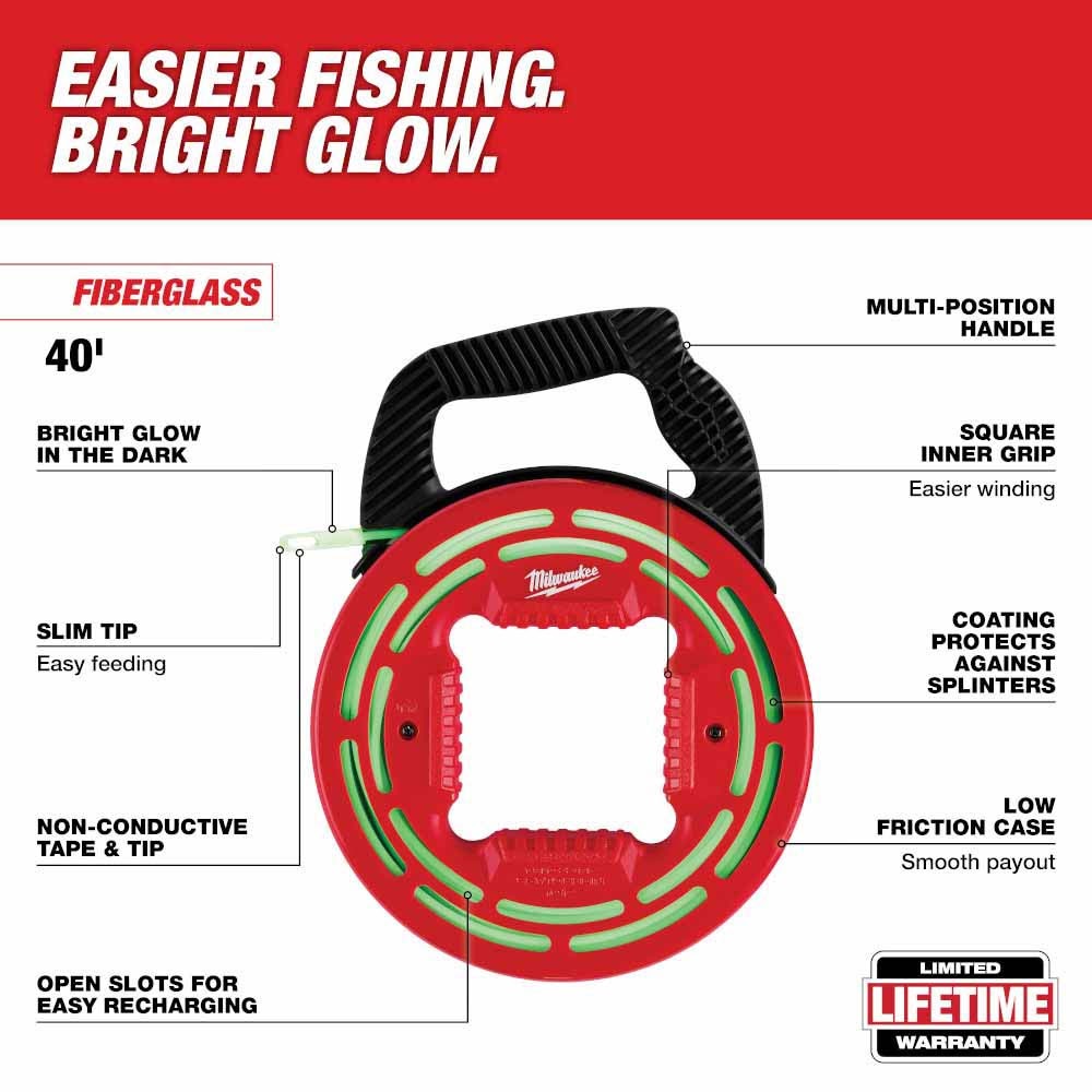 Milwaukee 48-22-4184 40' Glow Fish Tape