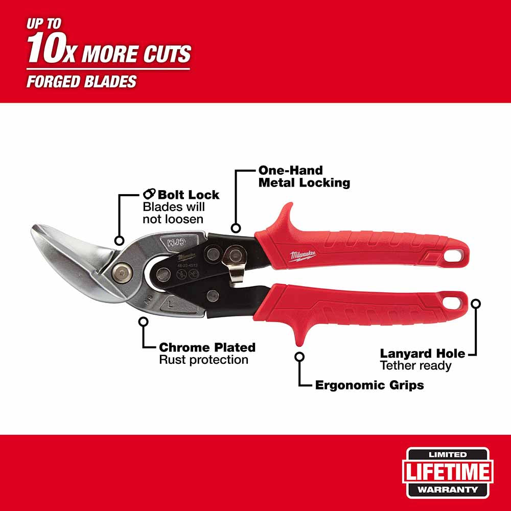 Milwaukee 48-22-4522 Right Cutting Offset Aviation Snip - 2