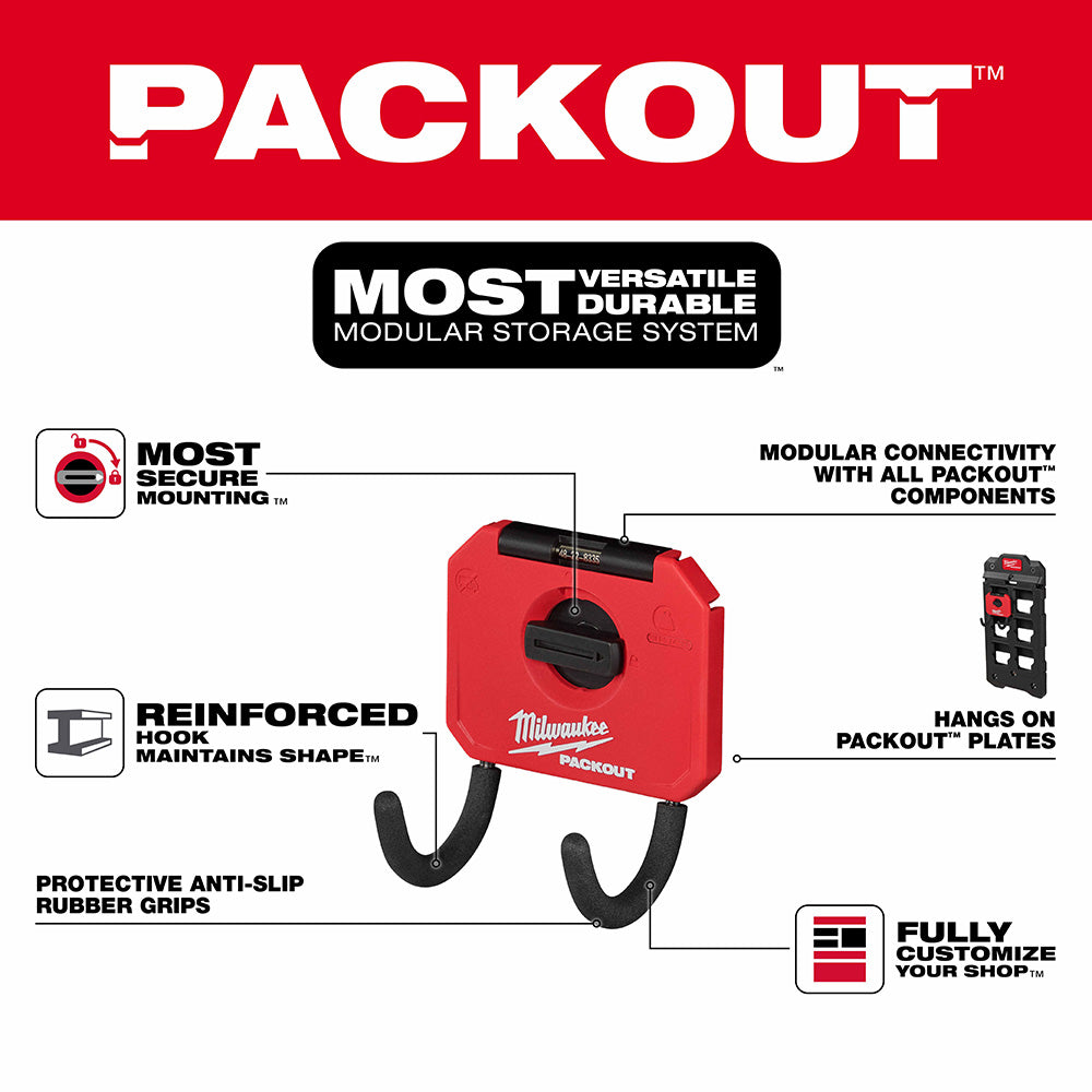 Milwaukee 48-22-8335 PACKOUT Shop Storage 3" Curved Hook - 2