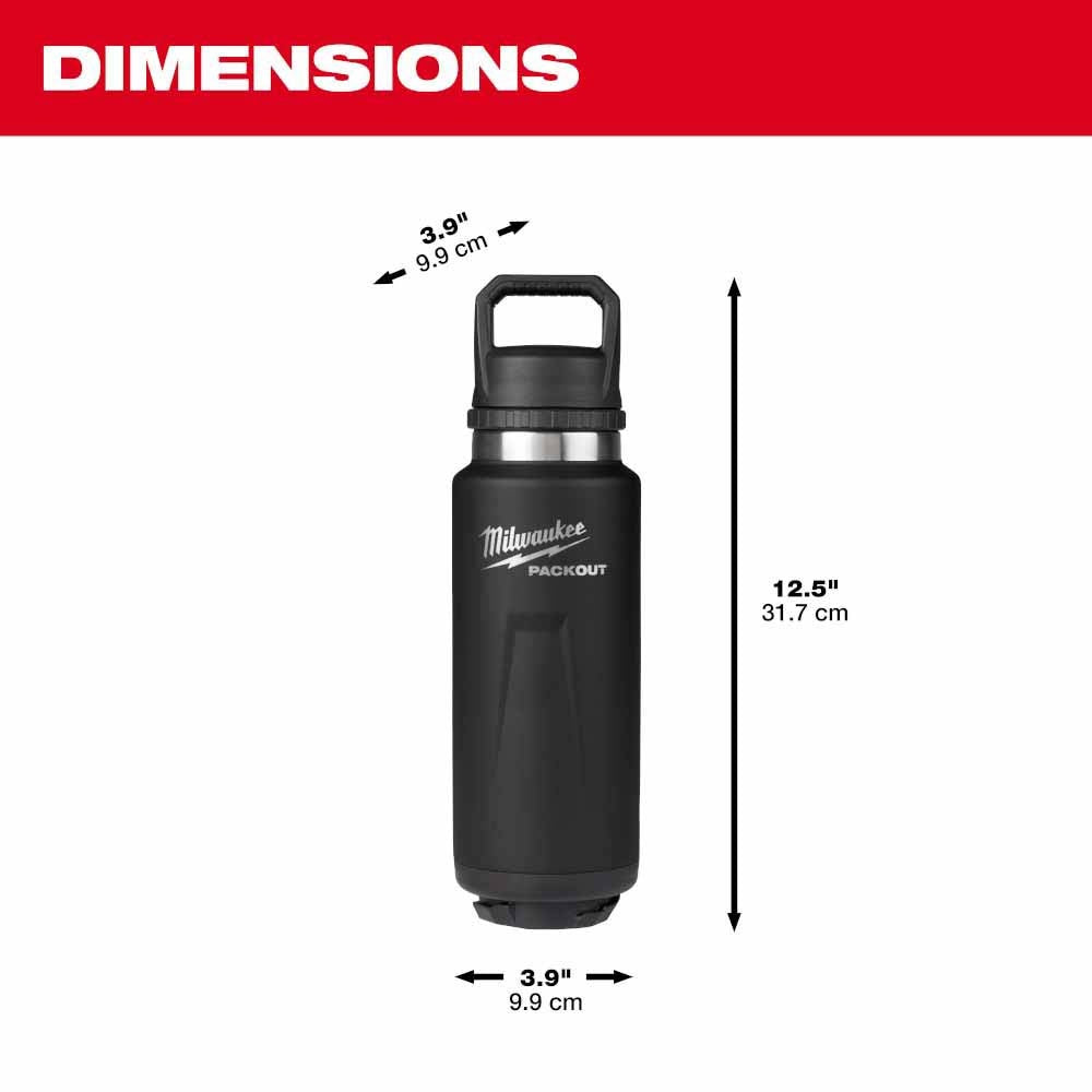 Milwaukee 48-22-8397B PACKOUT 36oz Insulated Bottle with Chug Lid - Black