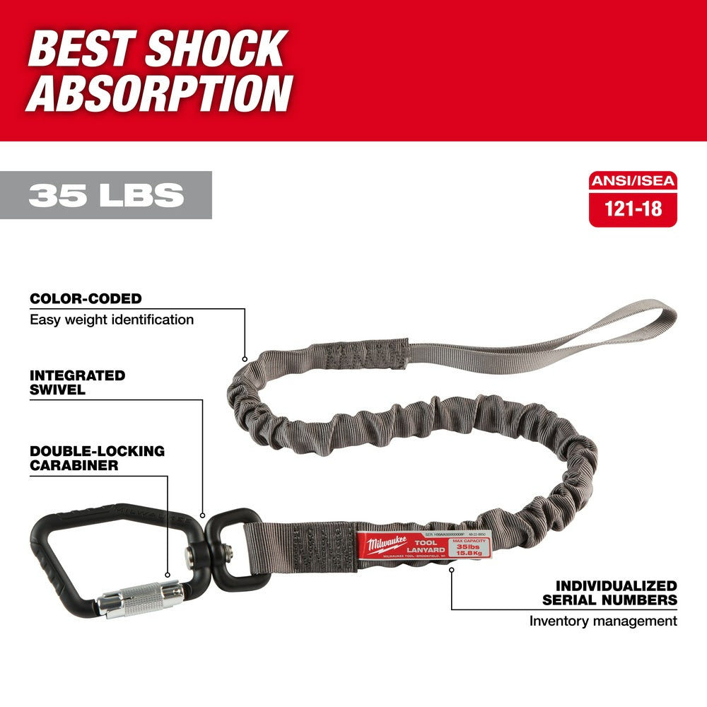 Milwaukee 48-22-8850 35 lb. 40.0" Shock Absorbing and Locking Tool Lanyard - 2