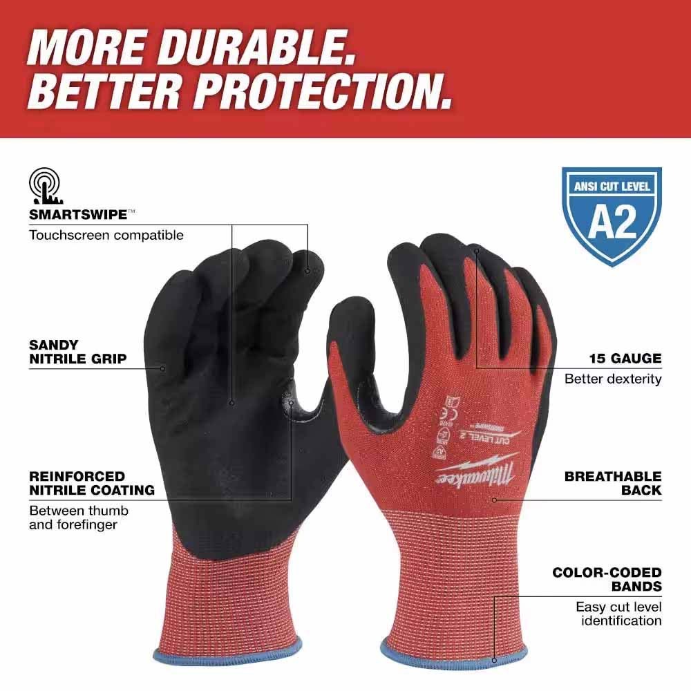 Milwaukee 48-22-8928 Cut Level 2 Nitrile Dipped Gloves - XL - 2