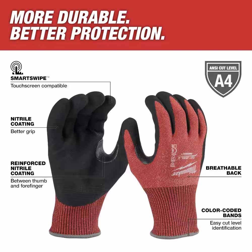 Milwaukee 48-22-8946 Cut Level 4 Nitrile Dipped Gloves - M - 2