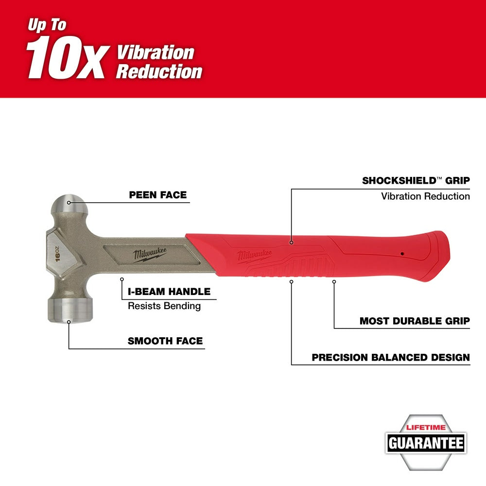 Milwaukee 48-22-9130 16oz Steel Ball Peen Hammer - 2