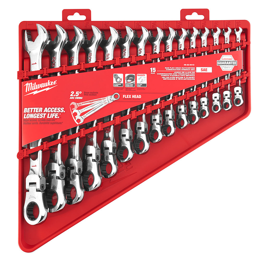 Milwaukee 48-22-9413 15pc Flex Head Ratcheting Wrench Set - SAE - 2