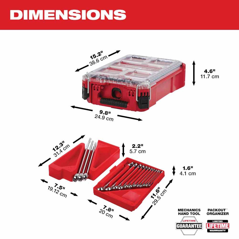 Milwaukee 48-22-9484 15pc SAE Combination Wrench Set with PACKOUT Compact Organizer