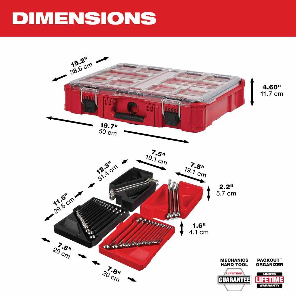 Milwaukee 48-22-9485 30pc Metric & SAE Combination Wrench Set with PACKOUT Organizer - 5