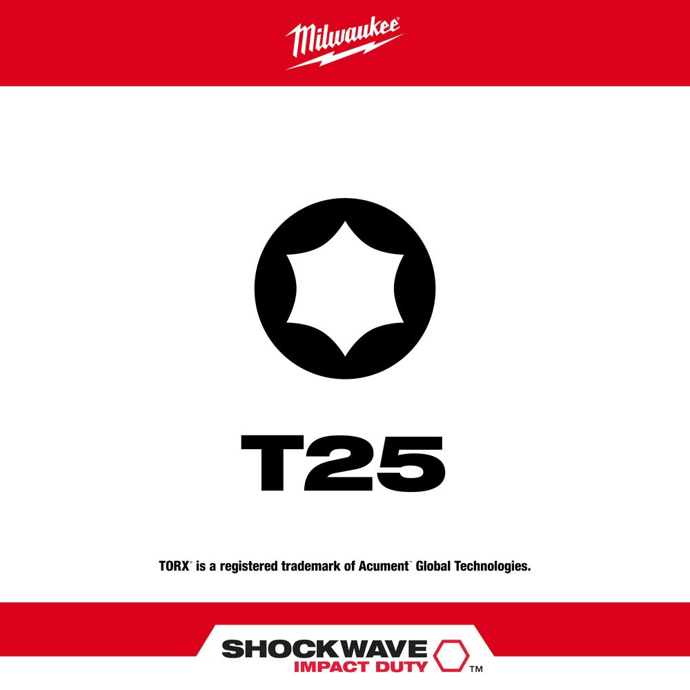 Milwaukee 48-32-4679 SHOCKWAVE Impact Duty™ 3-1/2" T25 Bit 2PK