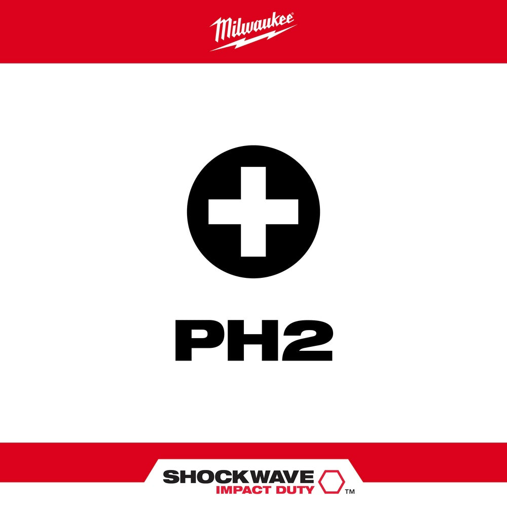 Milwaukee 48-32-4962 SHOCKWAVE Impact Duty 2" PH2  Bit 2PK - 2