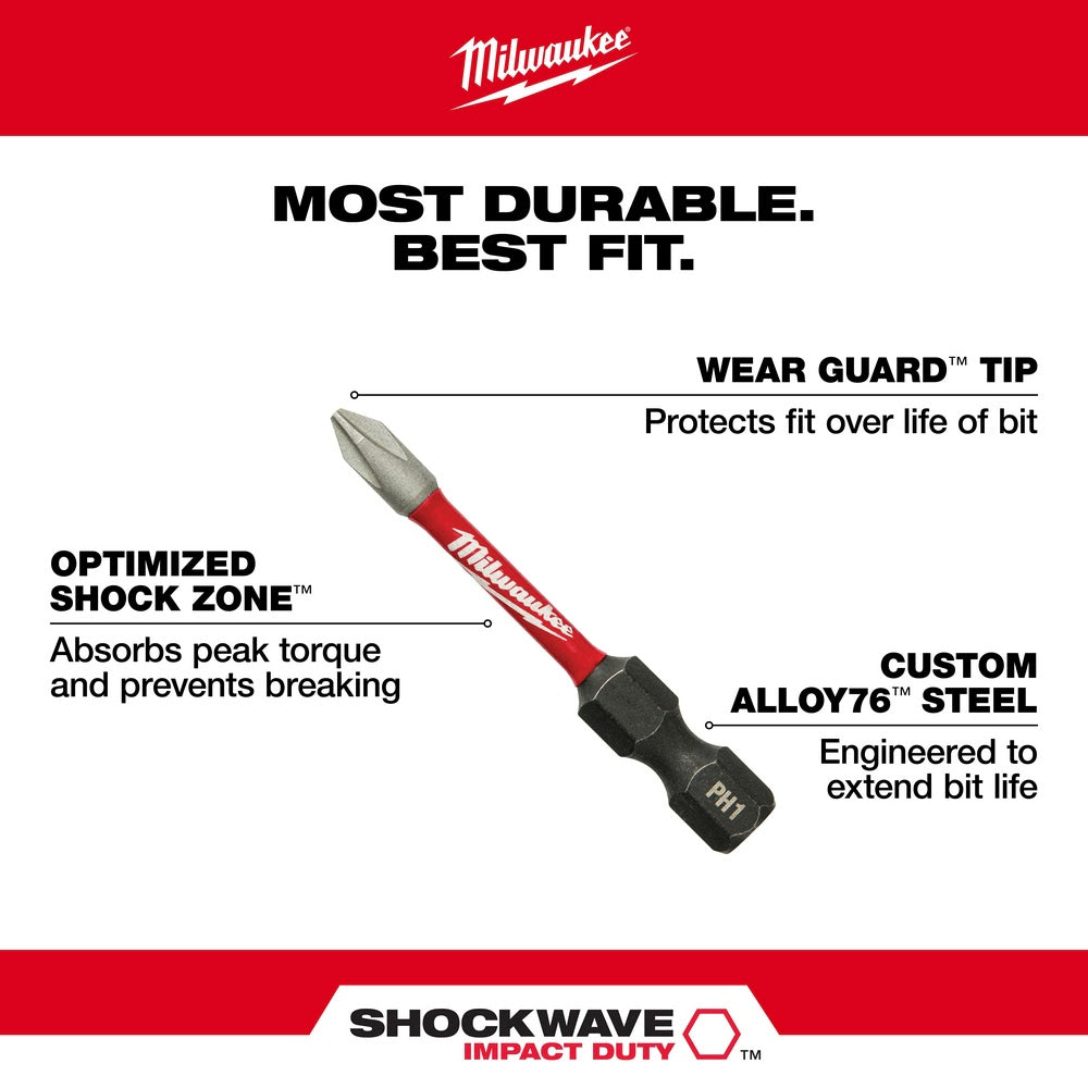 Milwaukee 48-32-4963 SHOCKWAVE Impact Duty™ 2" PH3 Bit 2PK