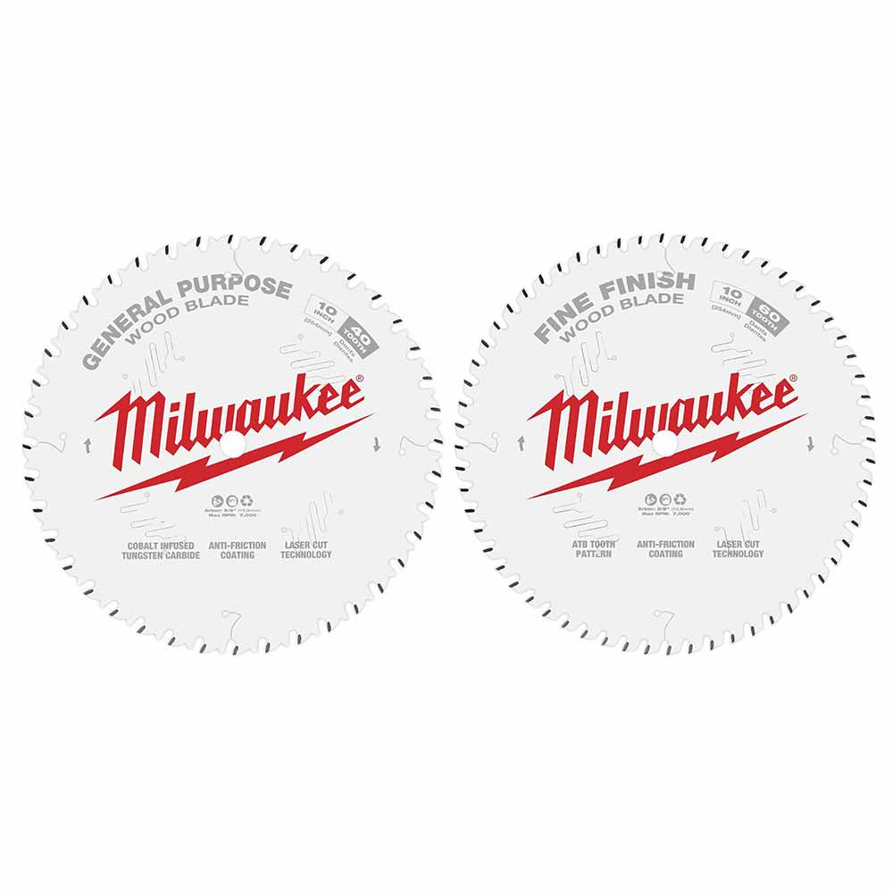 Milwaukee 48-40-1036 10" 40T + 60T Two Pack Circular Saw Blades