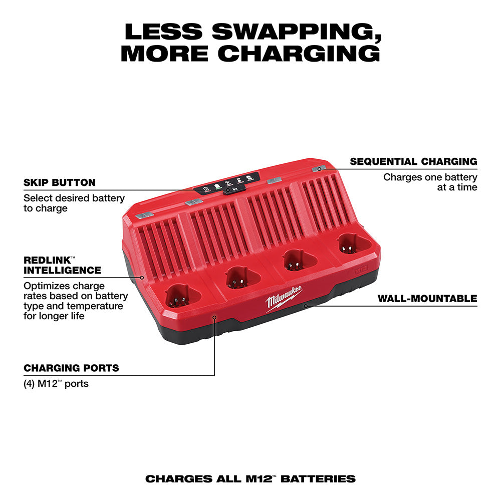 Milwaukee 48-59-1204 M12 Four Bay Sequential Charger - 2