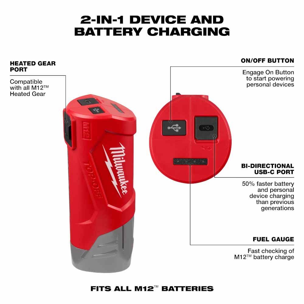 Milwaukee 48-59-1211 M12 TOP-OFF Power Supply and Charger - 3