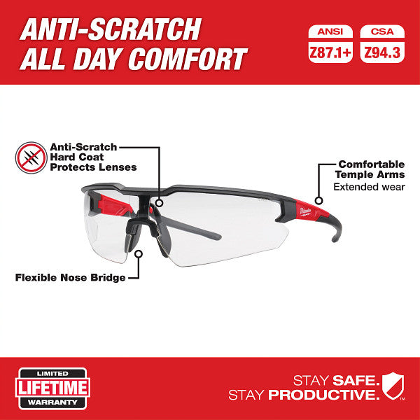 Milwaukee 48-73-2010 Clear Safety Glasses Anti-Scratch Lenses - 7