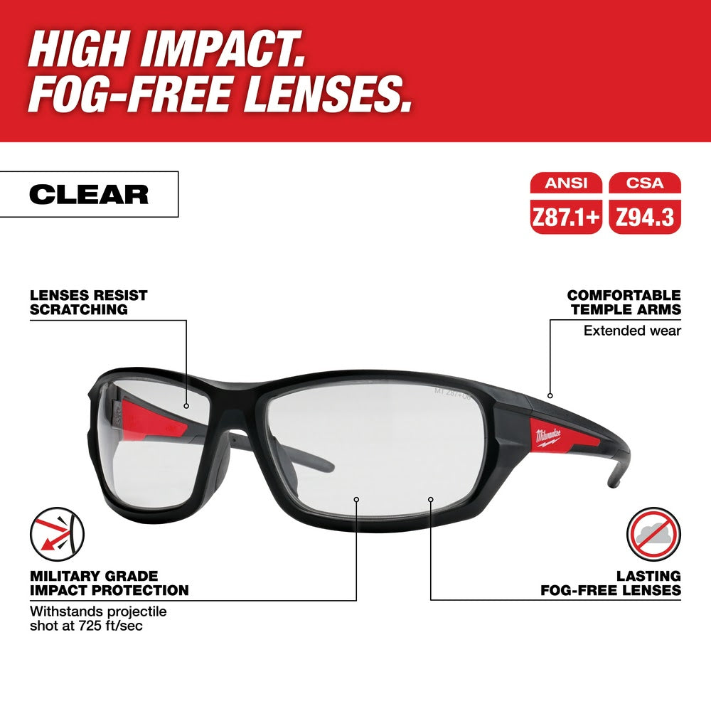 Milwaukee 48-73-2021 Clear High Performance Safety Glasses (Polybag) - 2