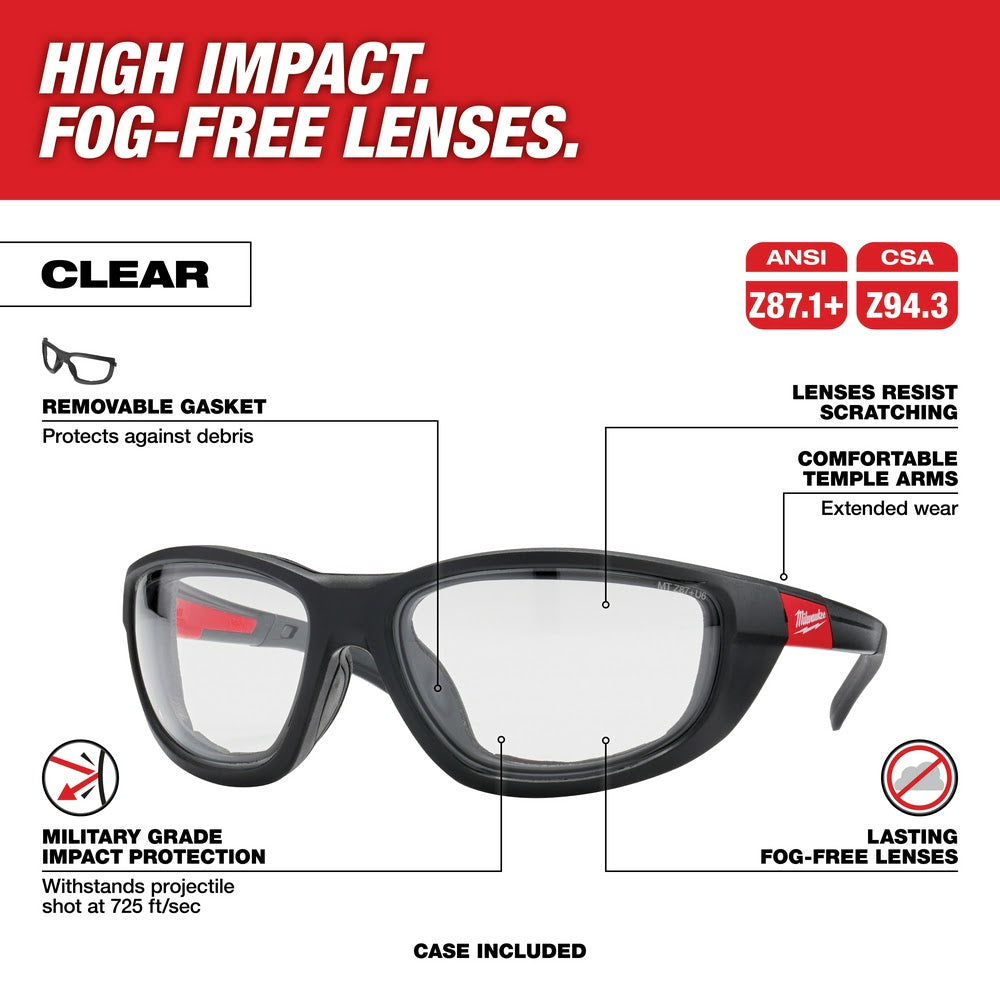 Milwaukee 48-73-2040 Clear High Performance Safety Glasses with Gasket - 2