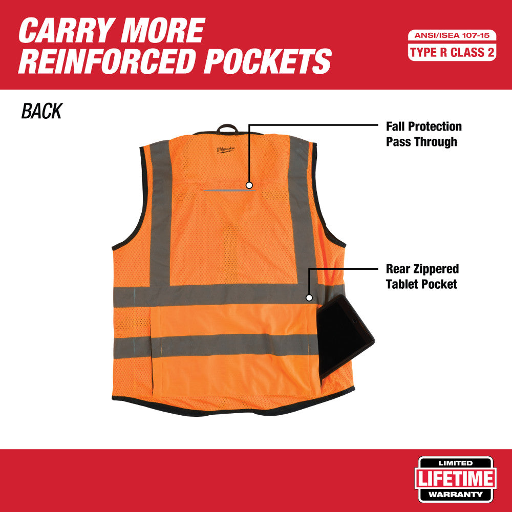 Milwaukee 48-73-5051 High Visibility Orange Performance Safety Vest - S/M - 2