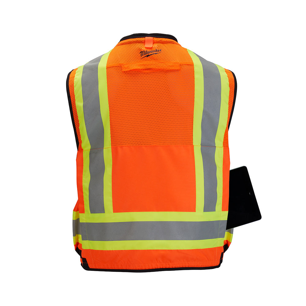 Milwaukee 48-73-5166 Class 2 Surveyor's High Visibility Orange Safety Vest - L/XL - 3