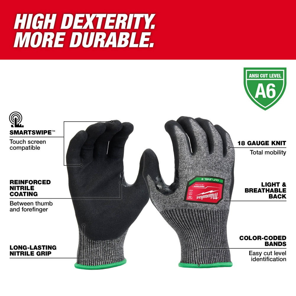 Milwaukee 48-73-7000B 12 Pair Cut Level 6 High-Dexterity Nitrile Dipped Gloves - S - 2