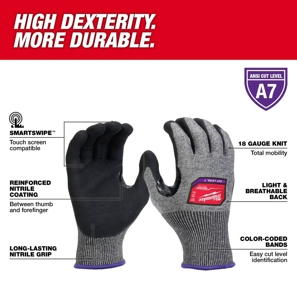 Milwaukee 48-73-7011 Cut Level 7 High-Dexterity Nitrile Dipped Gloves - M - 2