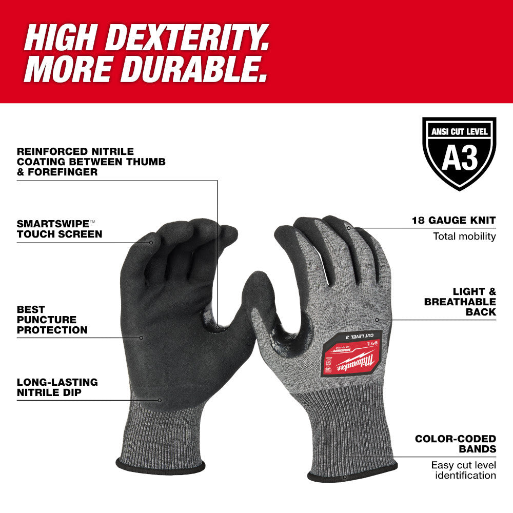 Milwaukee 48-73-7133 Cut Level 3 High-Dexterity Nitrile Dipped Gloves - XL - 2