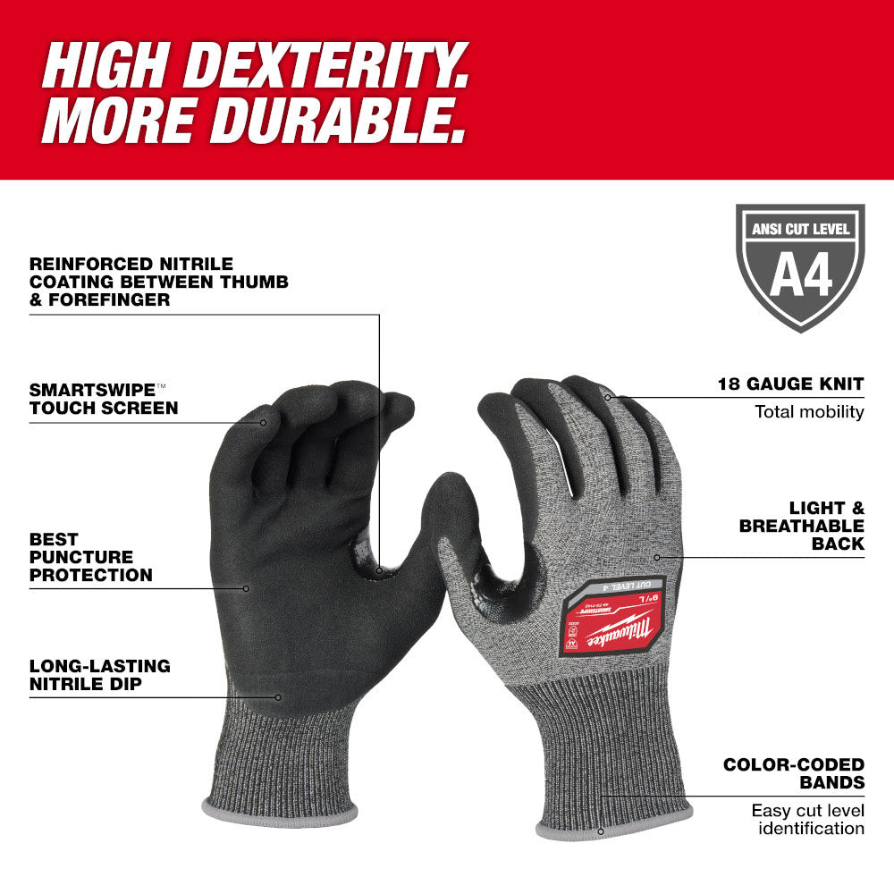 Milwaukee 48-73-7141 Cut Level 4 High-Dexterity Nitrile Dipped Gloves - M - 2