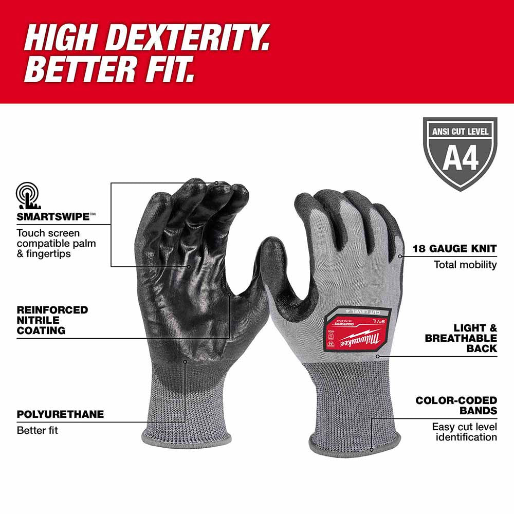 Milwaukee 48-73-8744 High Dexterity A4 Polyurethane Dipped Gloves - 2XL - 2