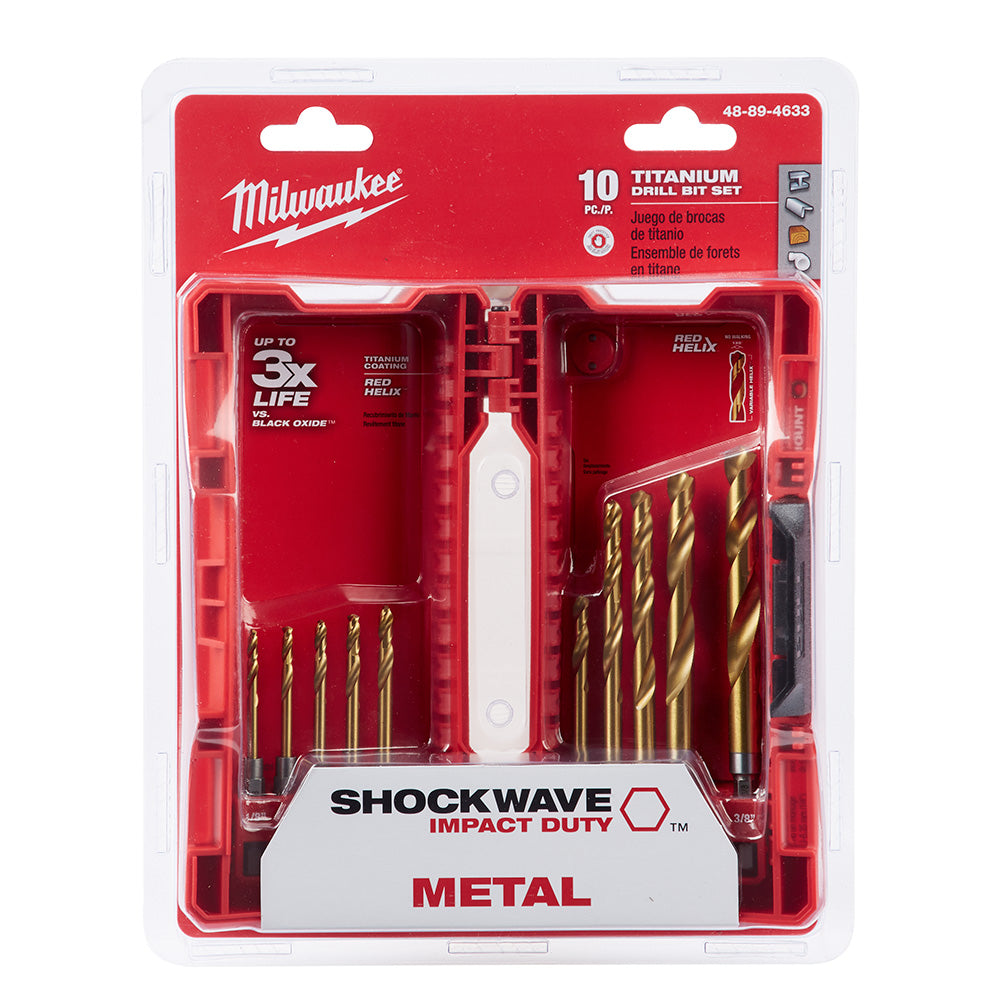 Milwaukee  48-89-4633 10 Piece Titanium Shockwave Red Helix Bit Set - 2