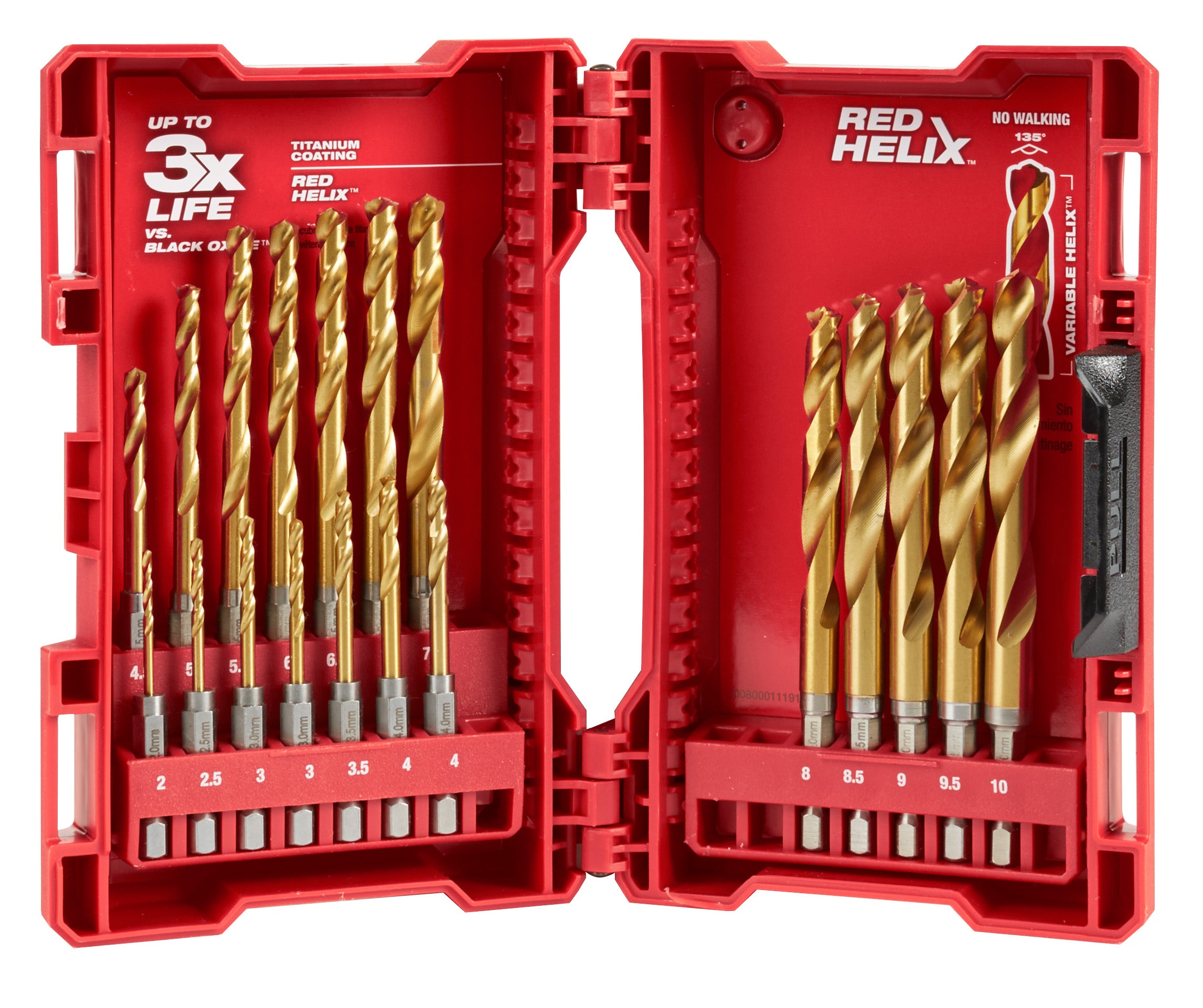 Milwaukee 48-89-4860 19-Piece Metric Titanium SHOCKWAVE™ Red Helix Drill Bit Kit