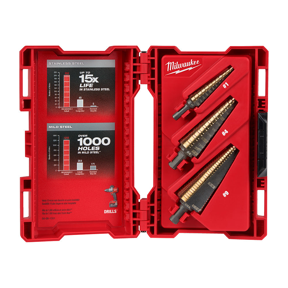 Milwaukee 48-89-9291 Milwaukee Cobalt Step Drill Bit 3PC Set