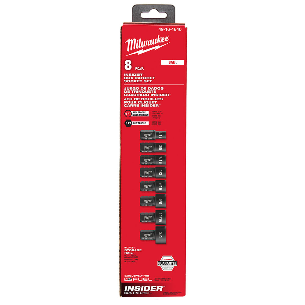 Milwaukee 49-16-1640 INSIDER Box Ratchet Socket SAE Set 8PC