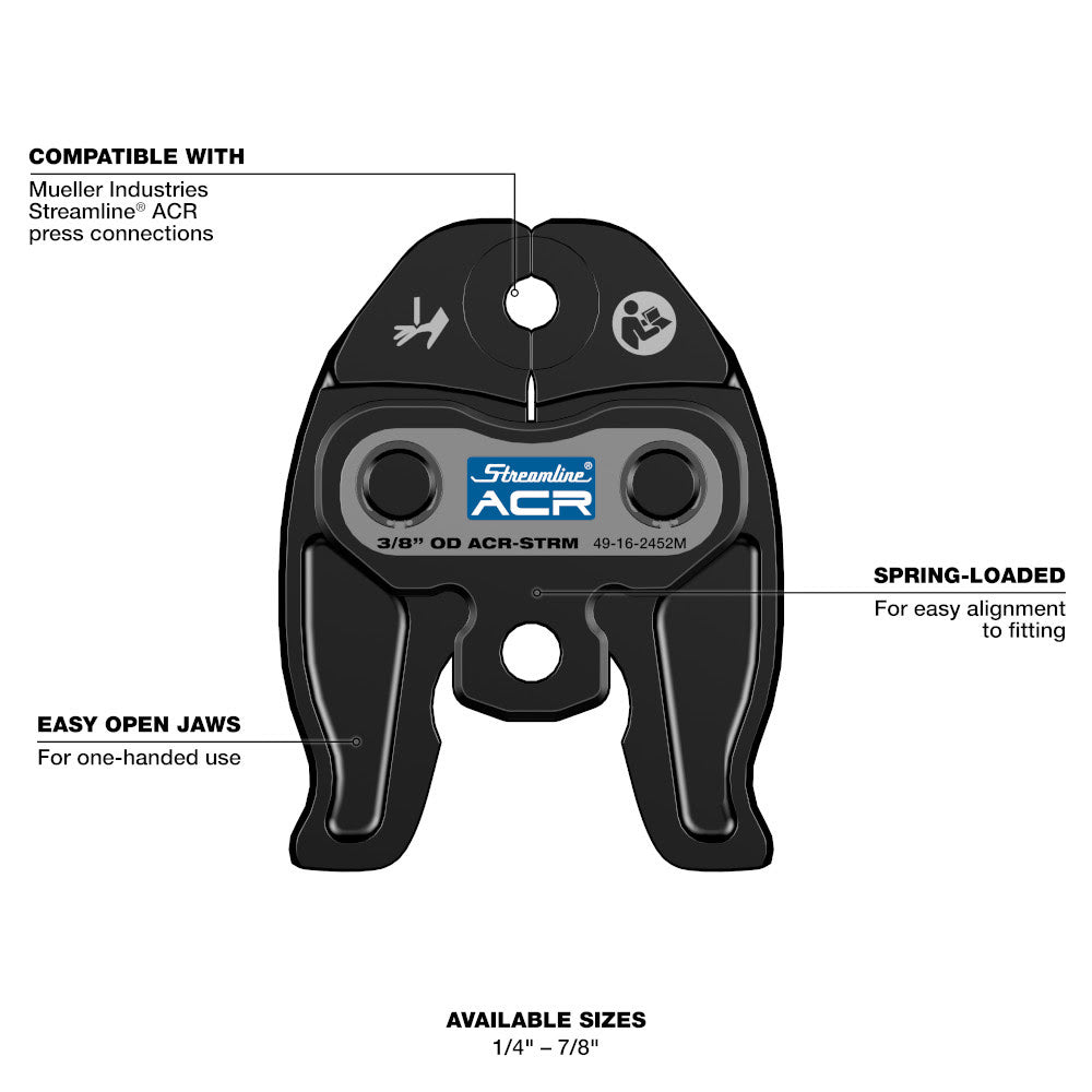 Milwaukee 49-16-2461M 1/4" - 7/8" Streamline ACR Press Jaw Kit for M12 FORCE LOGIC Press Tool