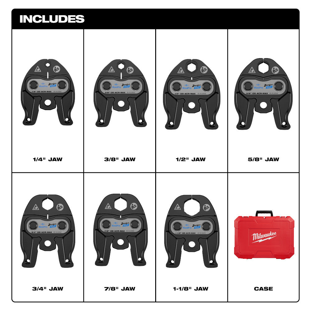 Milwaukee 49-16-2462Z 1/4"- 1-1/8" ZoomLock MAX Press Jaw Kit for M12 FORCE LOGIC Press Tools