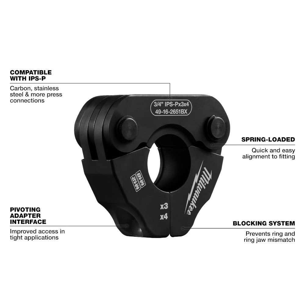 Milwaukee 49-16-2650BX 1/2" IPS-P Pivoting Press Ring for M18 & M12 FORCE LOGIC Press Tools