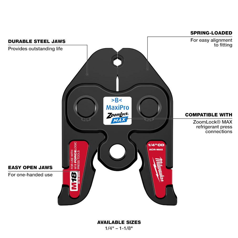 Milwaukee 49-16-2650Z 1/4" ZoomLock MAX Press Jaw for M18 FORCE LOGIC Press Tools