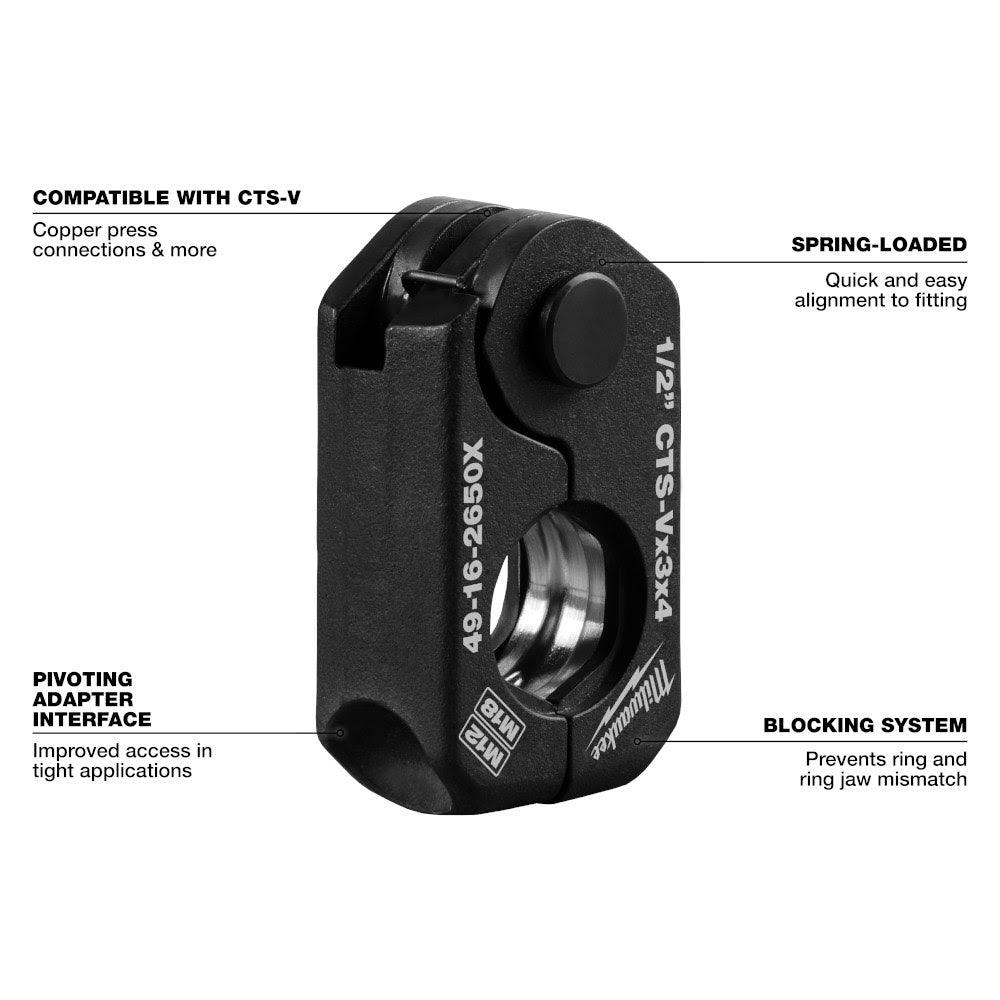 Milwaukee 49-16-2651X 3/4" CTS-V Pivoting Press Ring for M18 & M12 FORCE LOGIC Press Tools