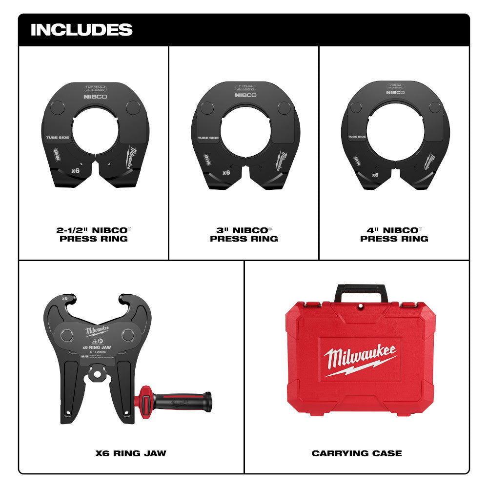 Milwaukee 49-16-2690NX 2-1/2" - 4" NIBCO Press Ring Kit for M18 FORCE LOGIC Long Throw Press Tool