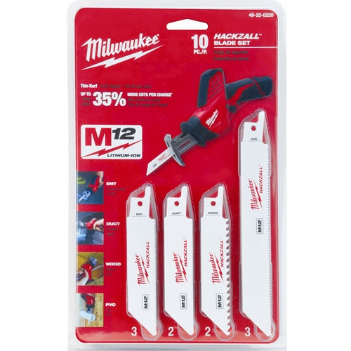 Milwaukee 49-22-0220 M12 Hackzall Blade 10-Piece General Purpose Set