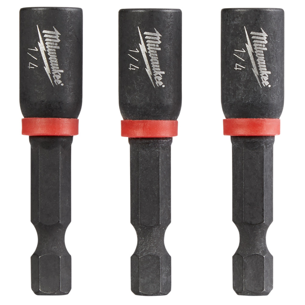 Milwaukee 49-66-4522 SHOCKWAVE 1/4 X 1-7/8 Impact Magnetic Nut Driver 3PK