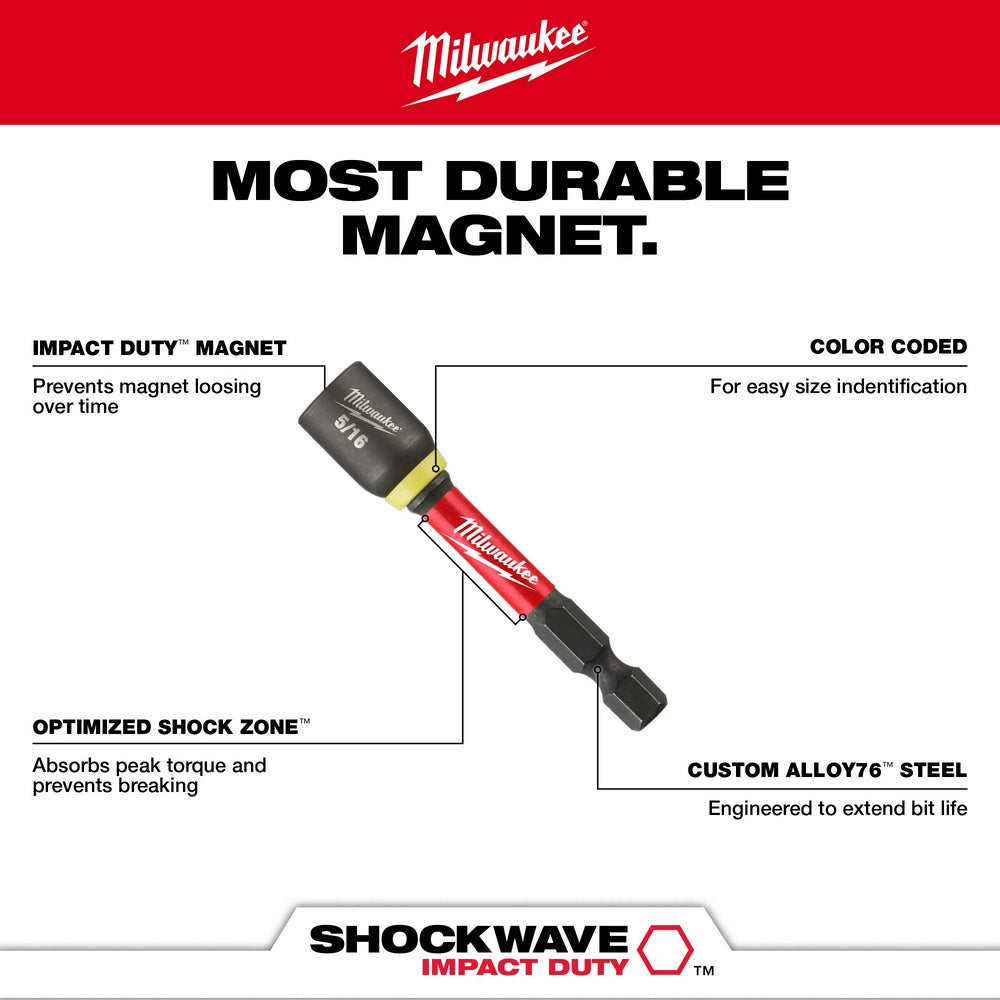 Milwaukee 49-66-4609 SHOCKWAVE Impact Duty 9MM x 2-9/16" Magnetic Nut Driver BULK 10 - 4