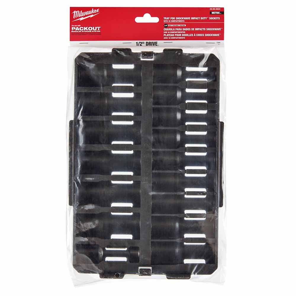 Milwaukee 49-66-6833 Shockwave Impact Duty Socket 1/2" Drive 16-Piece MM Tray Only - 2